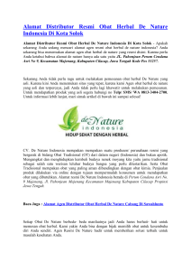 Alamat Distributor Resmi Obat Herbal De Nature Indonesia Di Kota Solok