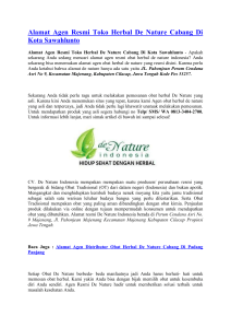 Alamat Agen Resmi Toko Herbal De Nature Cabang Di Kota Sawahlunto