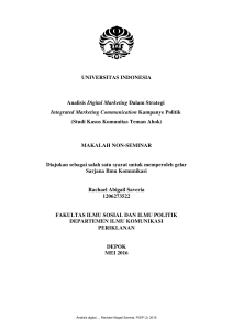 Digital Marketing in Political Campaign IMC: Teman Ahok Case Study