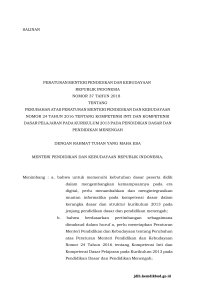 Permen 37 Tahun 2018 61. KI-KD SD SMP SMA Lengkap