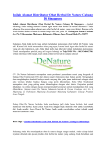 Inilah Alamat Distributor Obat Herbal De Nature Cabang Di Singapura