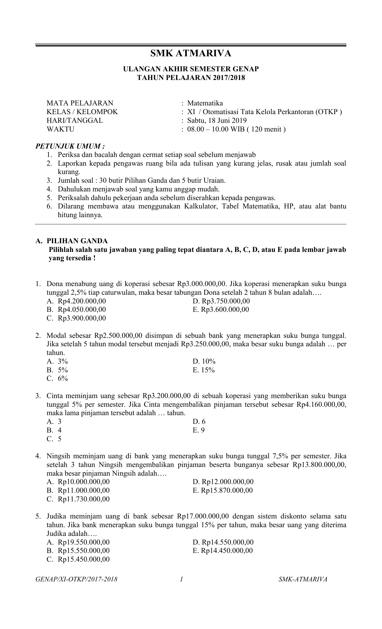 Kelas Xi Akpm Genap 1213