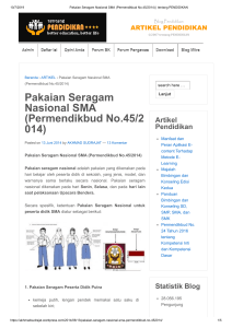 Pakaian Seragam Nasional SMA (Permendikbud No.45 2014)   tentang PENDIDIKAN