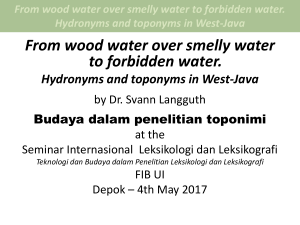 Hydronyms and Toponyms in West-Java Mai 2017