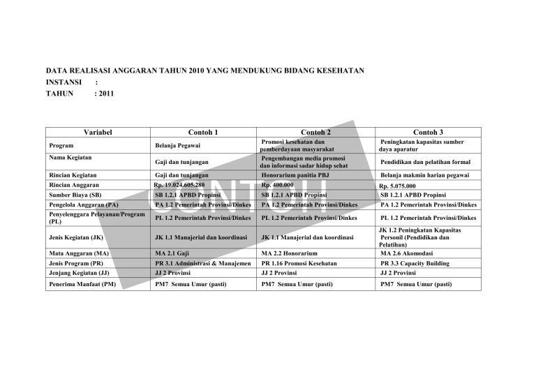 Contoh Pengisian Format