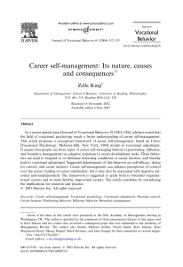 Career self-management- Its nature causes and consequences 