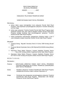 Kebijakan Transfusi Darah RS Royal Progress
