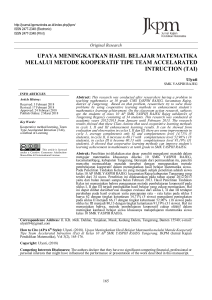 Meningkatkan Hasil Belajar Siswa Melalui Metode Kooperatif Team Accelerated Instruction 