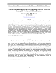 Rancangan Aplikasi Pelayanan Kesehatan Berbasis Geographic Information System (GIS) Versi Android di Kota Pekanbaru