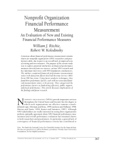 Nonprofit Organization Financial Performance  Measurement