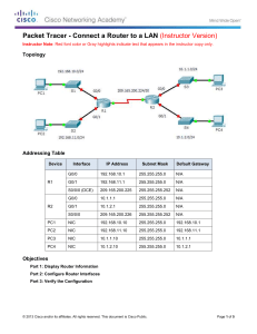 6.4.3.3 Packet Tracer - Connect a Router to a LAN Instructions IG