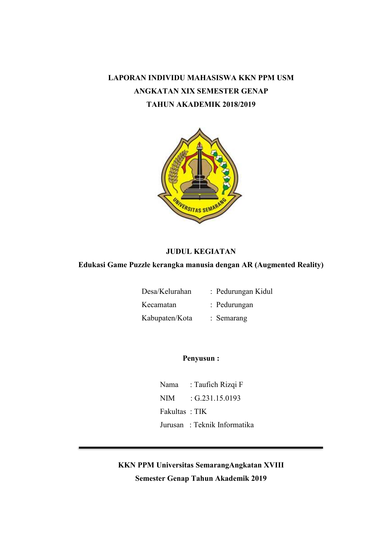 Contoh Laporan Mingguan Kkn Individu Nusagates