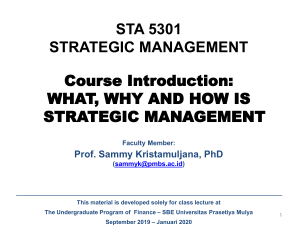 STA 5301 - Strat Mgt, Course Intro