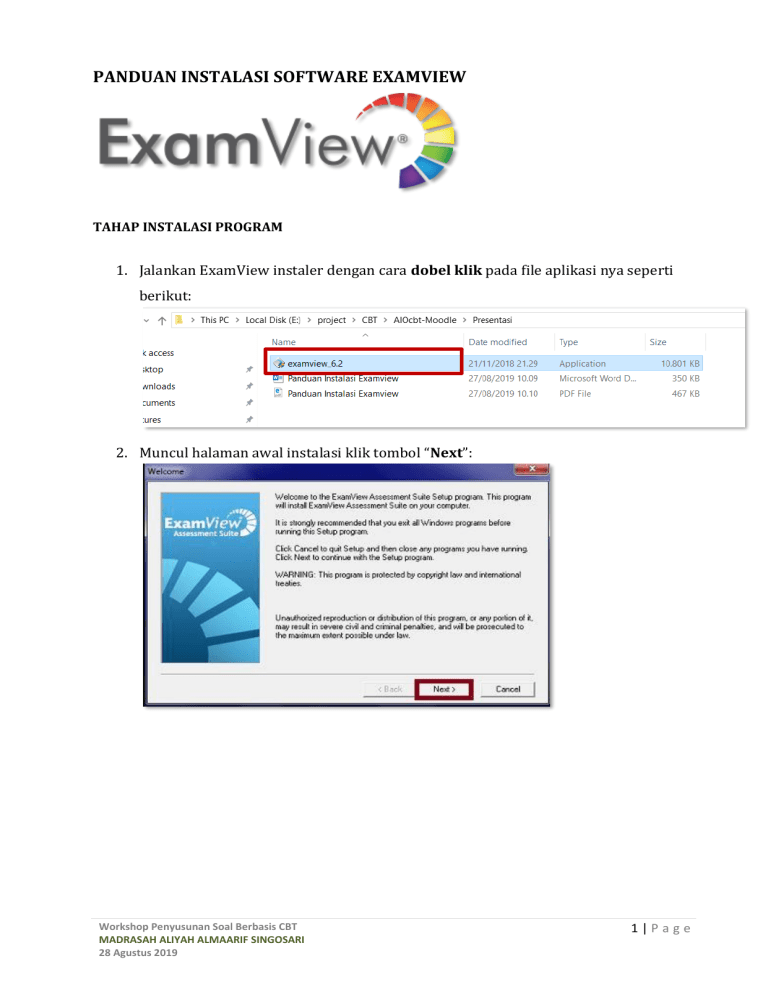 Panduan Instalasi Examview