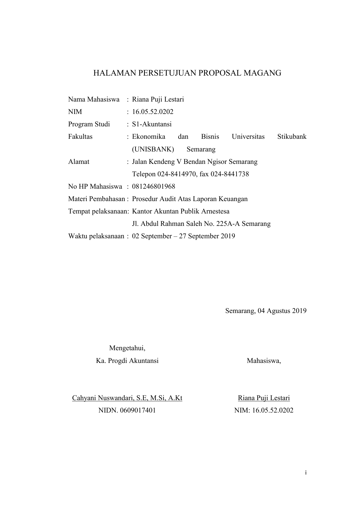 Contoh Laporan Magang Mahasiswa Akuntansi Di Sekolah