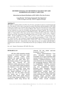 DISTRIBUSI SPASIAL DAN DETERMINAN KEJADIAN HIV/AIDS DI PROPINSI JAWA BARAT TAHUN 2014