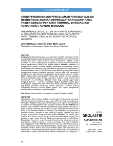Studi Fenomenologi Pengalaman Perawat dalam Memberikan Asuhan Keperawatan Paliatif pada Pasien Penyakit Terminal di ICU RS ADVENT BANDUNG-dikonversi