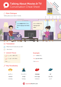 日本語会話チートシート：映画とテレビ