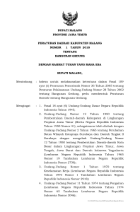 Perda 1 tahun 2018 Kabupaten Malang