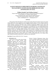 Kesiapan Implementasi BCMS Berbasis ISO 22301: Studi Kasus PT XYZ