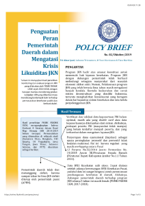 Policy Brief Penguatan Peran Pemda dalam mengatasi krisis likuiditas JKN Pages 1 - 4 - Text Version | FlipHTML5