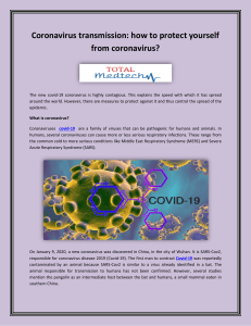 Coronavirus transmission how to protect yourself from coronavirus