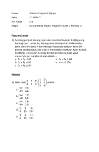 Contoh Soal Matematika Wajib Kelas XI Bab Matriks dan Program Linear