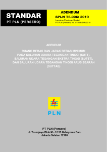 SPLN T5.006:2019 ADENDUM RUANG BEBAS DAN JARAK BEBAS MINIMUM PADA SALURAN UDARA TEGANGAN TINGGI (SUTT), SALURAN UDARA TEGANGAN EKSTRA TINGGI (SUTET), DAN SALURAN UDARA TEGANGAN TINGGI ARUS SEARAH (SUTTAS)