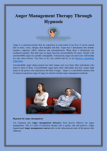 Anger Management Therapy Through Hypnosis