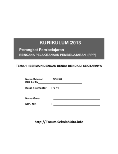 [1] RPP SD KELAS 5 SEMESTER 1 - Benda-Benda di Lingkungan Sekitar