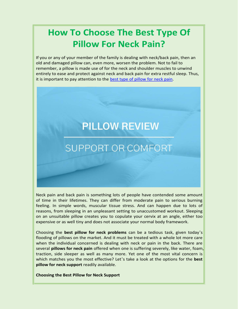 How To Choose The Best Type Of Pillow For Neck Pain