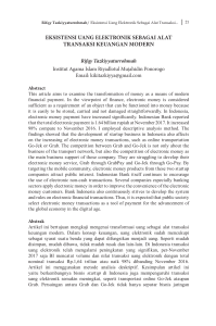 Pengaruh Uang Elektronik