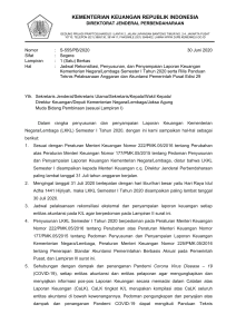 S-555 PB 2020 - Jadwal Rekonsiliasi dan Penyusunan LK Semester I 2020 dan Rilis Pantek 29