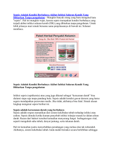 Sepsis Adalah Kondisi Berbahaya Akibat Infeksi Saluran Kemih Yang Dibiarkan Tanpa pengobatan