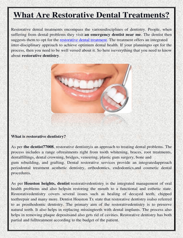 What Are Restorative Dental Treatments