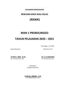 PROGRAM KERJA DAN RENCANA KERJA WALI I.ULUMUDDIN