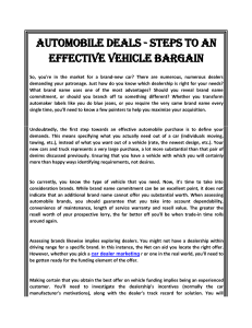 Automobile deals - Steps to an Effective Vehicle Bargain