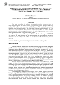 Komite Audit, Kualitas Auditor, dan Ketepatan Waktu Pelaporan Keuangan