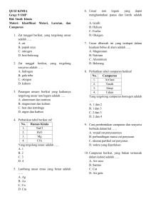 Quiz Kim1 Kelas 9 SMP klasifikasi materi, larutan dan campuran