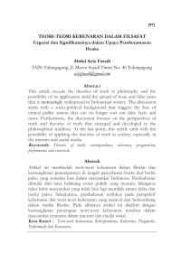 Teori Kebenaran dalam Filsafat dan Pemberantasan Hoaks