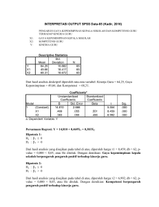 INTERPRETASI OUTPUT SPSS REGRESI (data 65)(1)