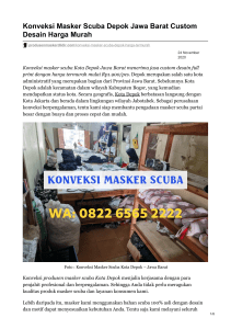Konveksi Masker Scuba Depok Jawa Barat Custom Desain Harga Murah WA: 0822-6565-2222