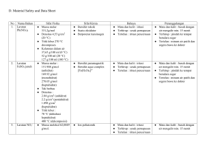 Data Keselamatan Bahan Kimia: Larutan dan Padatan