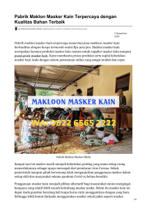Pabrik Maklon Masker Kain Terpercaya dengan Kualitas Bahan Terbaik WA ⓿❽❷❷❻❺❻❺❷❷❷❷ - produsenmaskerdlidir.com
