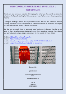 B2B Clothing Wholesale Suppliers  Yabelo.com