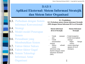 BAB 8 Aplikasi Eksternal  Sistem Informasi Stratejik dan Sistem Inter Organisasi