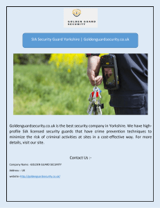 SIA Security Guard Yorkshire | Goldenguardsecurity.co.uk