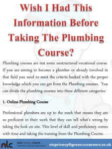 Wish I Had This Information Before Taking The Plumbing Course
