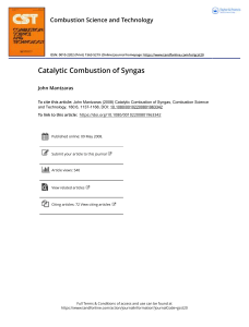 Catalytic Combustion of Syngas compressed