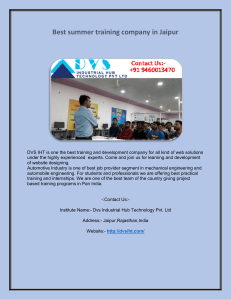 Best summer training company in Jaipur